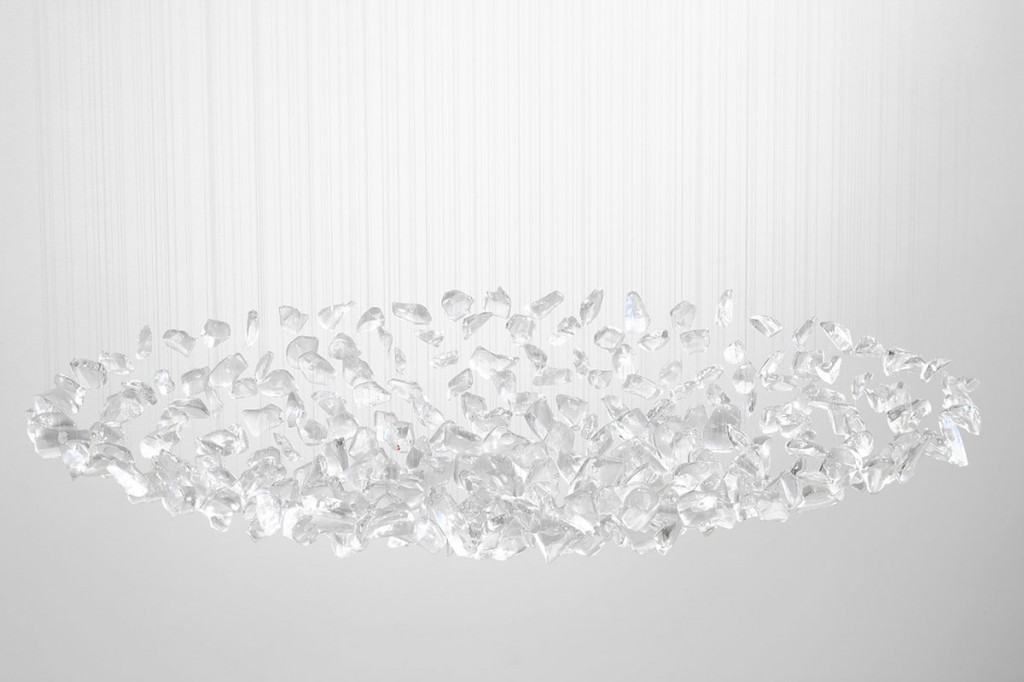 2012 
Murano glass, monofilament 
72 cm (D) x 12 cm (H) + strings (height adjustable). 
Unique piece