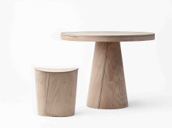 2009
Table and stool
Maple, wax string
Table: 90 x 70 cm
Stool: 42,5 x 39 x 29 cm
Limited edition of 20