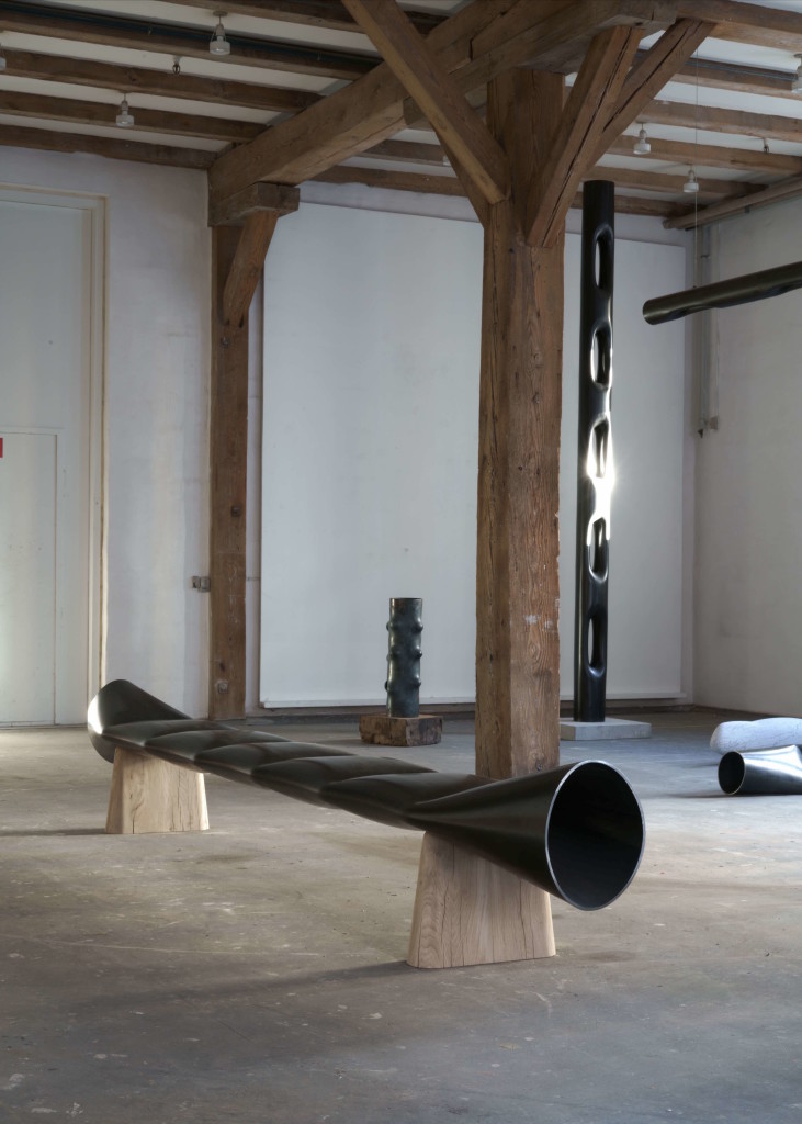 Faba, 2018, Bench, Steel tube, Oak, 380 x 45 x 55 cm