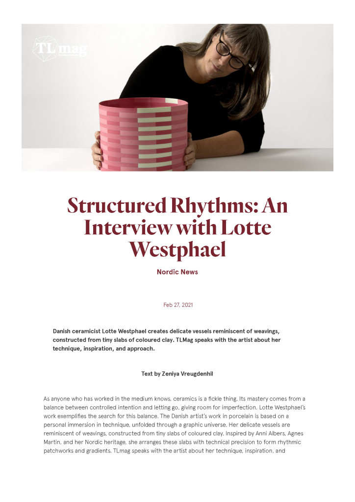 Structured Rhythms- An Interview with Lotte Westphael – TLmagazine_Page_01
